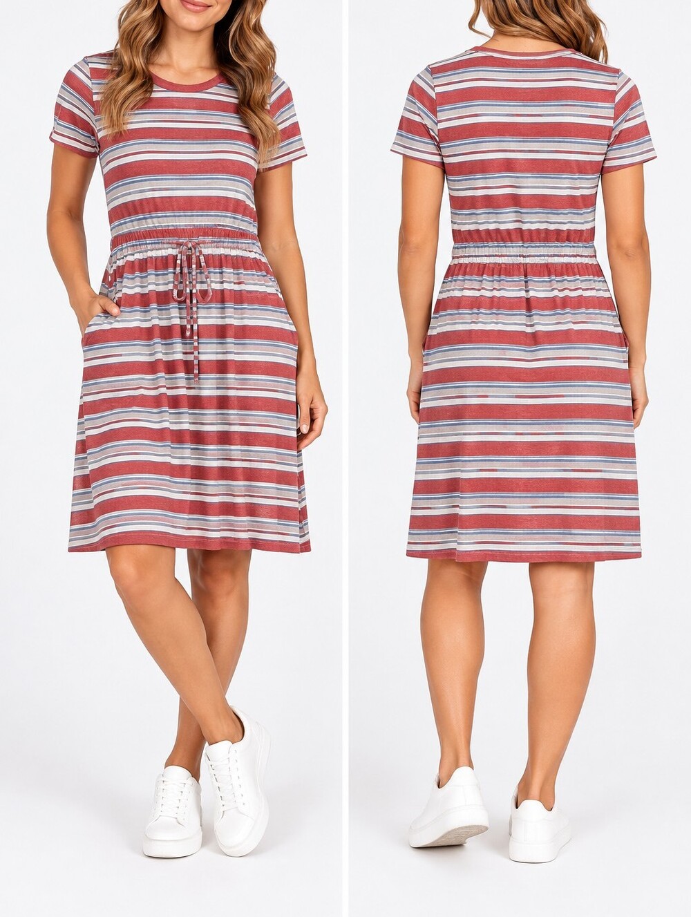 Polagram: San Jose Striped Midi Dress - Size Medium